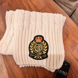 Lauren Ralph Lauren Ivory Cable Knit Scarf 183cmx23cm NWT